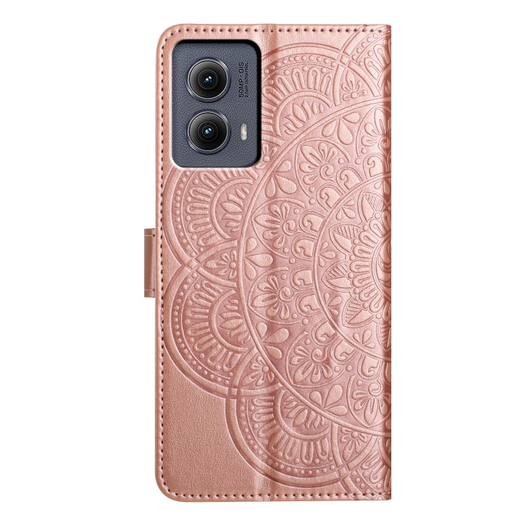 For Motorola Edge 2024 Flower Embossed Leather Phone Case(Rose Gold) - Motorola Cases by buy2fix | Online Shopping UK | buy2fix