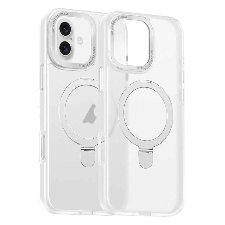 For iPhone 16 Plus Skin Feel MagSafe Magnetic Holder Phone Case(Transparent) by buy2fix