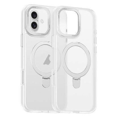 For iPhone 16 Plus Skin Feel MagSafe Magnetic Holder Phone Case(Transparent) by buy2fix
