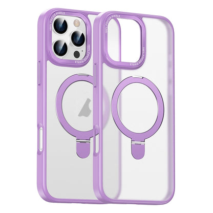 For iPhone 16 Pro Skin Feel MagSafe Magnetic Holder Phone Case(Purple) - iPhone 16 Pro Cases by buy2fix | Online Shopping UK | buy2fix