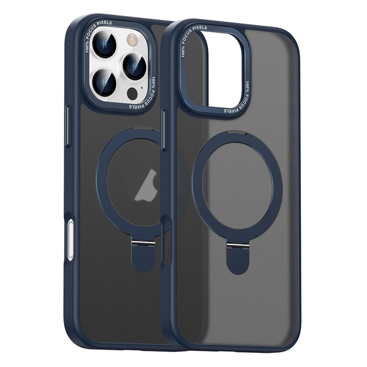 For iPhone 16 Pro Max Skin Feel MagSafe Magnetic Holder Phone Case(Dark Blue) - iPhone 16 Pro Max Cases by buy2fix | Online Shopping UK | buy2fix