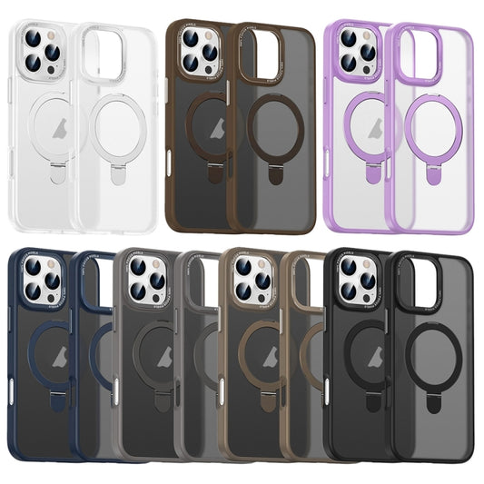 For iPhone 16 Pro Skin Feel MagSafe Magnetic Holder Phone Case(Purple) by buy2fix