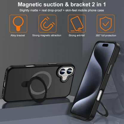 For iPhone 16 Plus Skin Feel MagSafe Magnetic Holder Phone Case(Titanium Grey) by buy2fix