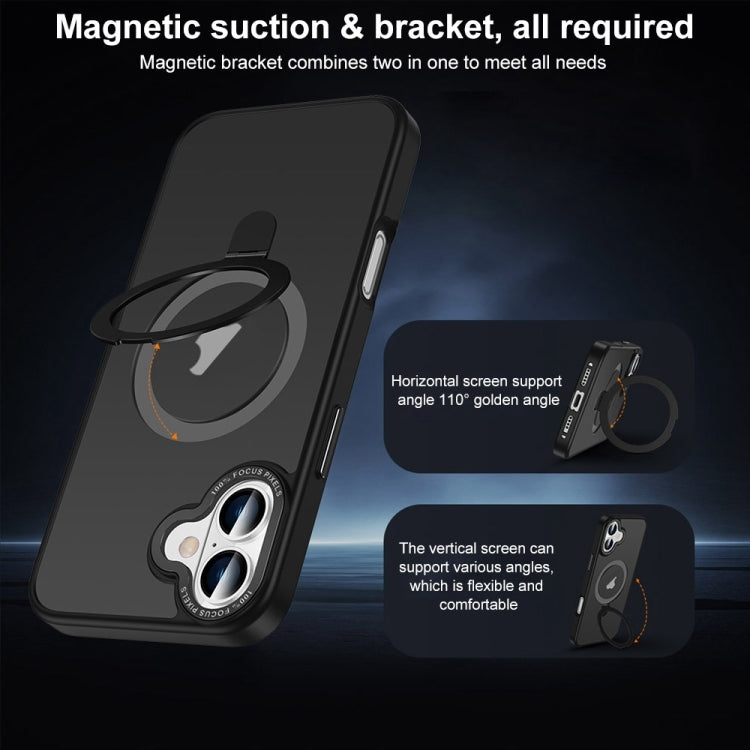 For iPhone 16 Skin Feel MagSafe Magnetic Holder Phone Case(Dark Blue) - iPhone 16 Cases by buy2fix | Online Shopping UK | buy2fix