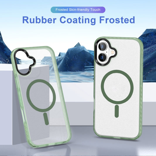 For iPhone 16 Frosted Skin Feel MagSafe Transparent Phone Case(Green) by buy2fix