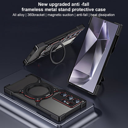 For Samsung Galaxy S23 Ultra 5G Mechanical Arm Borderless MagSafe Holder Metal Phone Case(Black Red) - Galaxy S23 Ultra 5G Cases by buy2fix | Online Shopping UK | buy2fix