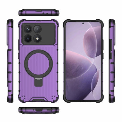 For Redmi K70 5G Grating Holder Shockproof Phone Case(Purple) - K70 Cases by buy2fix | Online Shopping UK | buy2fix