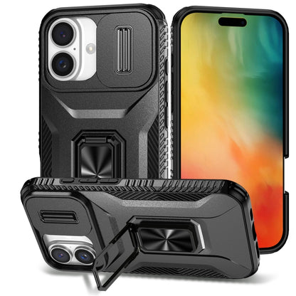 For iPhone 16 Plus Sliding Camshield Holder Phone Case(Black) - iPhone 16 Plus Cases by buy2fix | Online Shopping UK | buy2fix