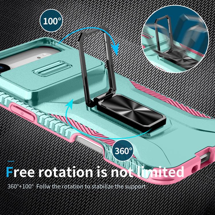 For iPhone Air Sliding Camshield Holder Phone Case(Pink + Grey Green) - iPhone Air Cases by buy2fix | Online Shopping UK | buy2fix