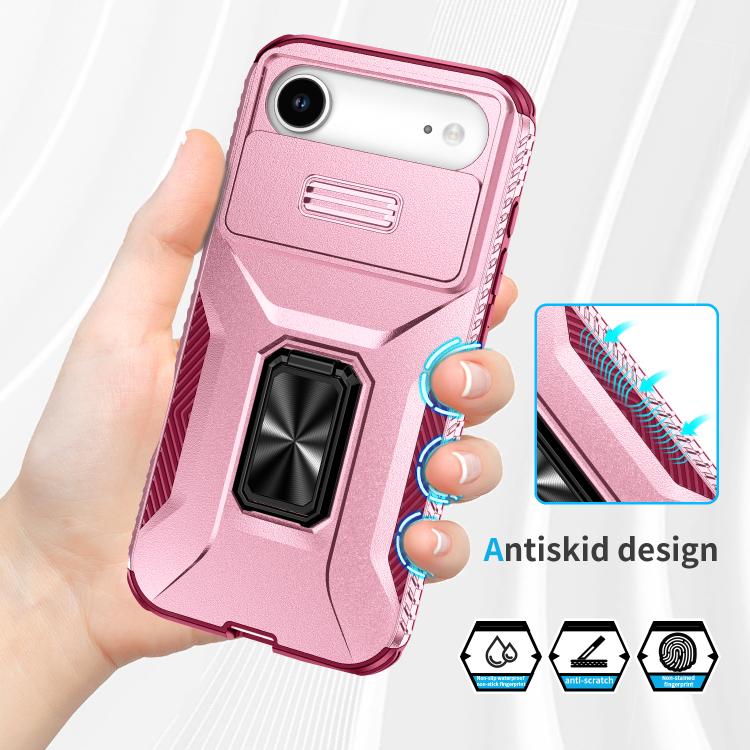For iPhone Air Sliding Camshield Holder Phone Case(Pink + Rose Red) - iPhone Air Cases by buy2fix | Online Shopping UK | buy2fix