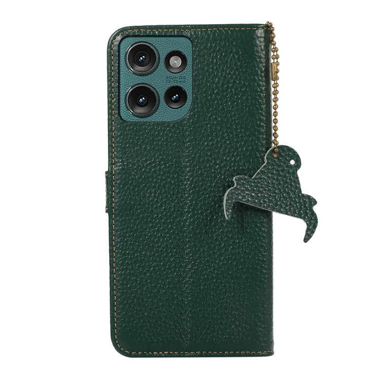 For Motorola Edge 50 Genuine Leather Litchi Texture RFID Leather Phone Case(Green) - Motorola Cases by buy2fix | Online Shopping UK | buy2fix
