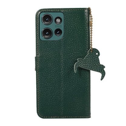 For Motorola Edge 50 Genuine Leather Litchi Texture RFID Leather Phone Case(Green) - Motorola Cases by buy2fix | Online Shopping UK | buy2fix