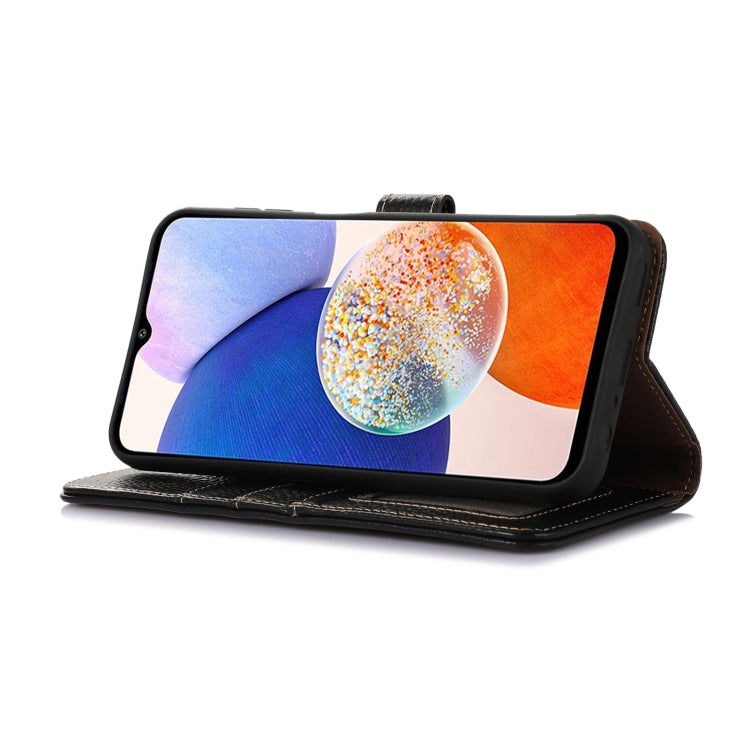 For Motorola Edge 50 Genuine Leather Litchi Texture RFID Leather Phone Case(Black) - Motorola Cases by buy2fix | Online Shopping UK | buy2fix