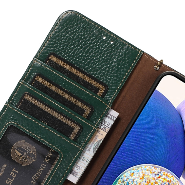 For Motorola Edge 50 Neo Genuine Leather Litchi Texture RFID Leather Phone Case(Green) - Motorola Cases by buy2fix | Online Shopping UK | buy2fix