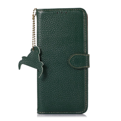 For Motorola Moto G75 5G Genuine Leather Litchi Texture RFID Leather Phone Case(Green) - Motorola Cases by buy2fix | Online Shopping UK | buy2fix