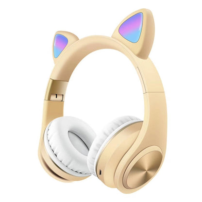 Cat Ears Bluetooth Wireless Headphones Gaming Headset with Light(Gold) - Headset & Headphone by buy2fix | Online Shopping UK | buy2fix