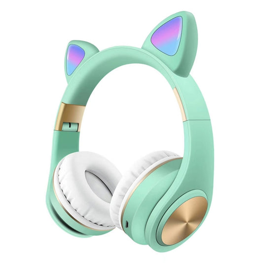 Cat Ears Bluetooth Wireless Headphones Gaming Headset with Light(Green) - Headset & Headphone by buy2fix | Online Shopping UK | buy2fix