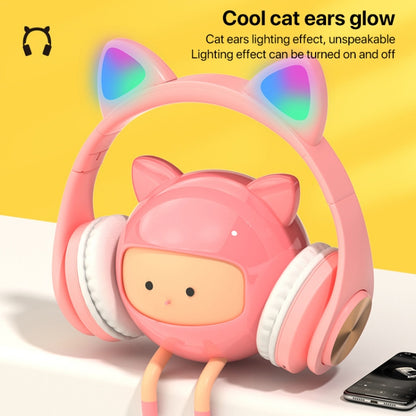 Cat Ears Bluetooth Wireless Headphones Gaming Headset with Light(Pink) - Headset & Headphone by buy2fix | Online Shopping UK | buy2fix