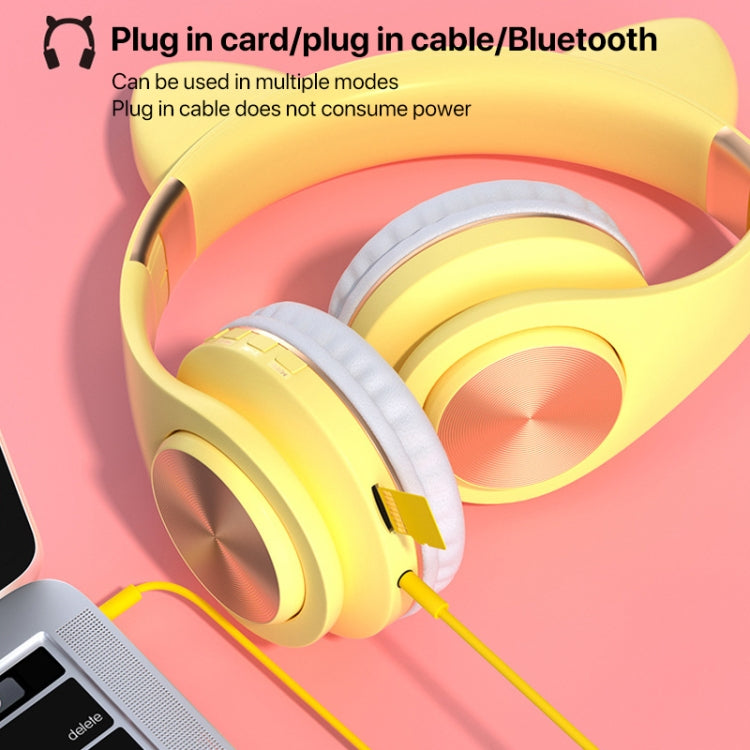 Cat Ears Bluetooth Wireless Headphones Gaming Headset with Light(Pink) - Headset & Headphone by buy2fix | Online Shopping UK | buy2fix