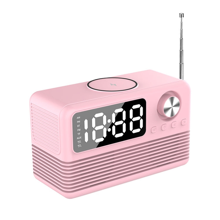 BT509 LED Bluetooth 5.3 Speaker Alarm Clock Music Display Radio(Pink) - Desktop Speaker by buy2fix | Online Shopping UK | buy2fix