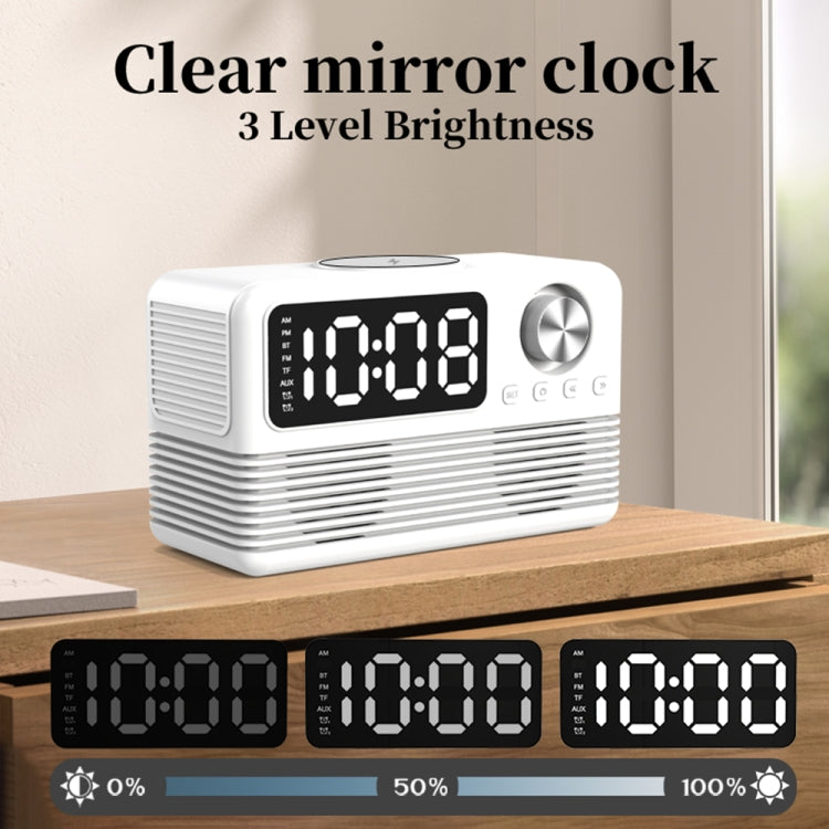 BT509 LED Bluetooth 5.3 Speaker Alarm Clock Music Display Radio(White) - Desktop Speaker by buy2fix | Online Shopping UK | buy2fix