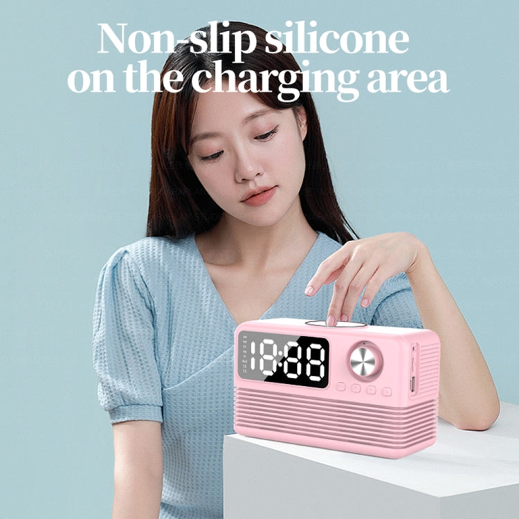 BT509 LED Bluetooth 5.3 Speaker Alarm Clock Music Display Radio(Pink) - Desktop Speaker by buy2fix | Online Shopping UK | buy2fix