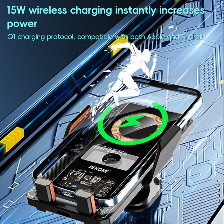 WEKOME WP-U208 15W Mechanical Transparent Wireless Charging Car Holder(Black) - Wireless Charger Holders by WK | Online Shopping UK | buy2fix