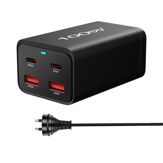2A2C-100W GaN Pro 100W USB x 2, USB-C / Type-C x 2 Fast Charger, Plug Type:AU Plug(Black) - Multifunction Charger by buy2fix | Online Shopping UK | buy2fix