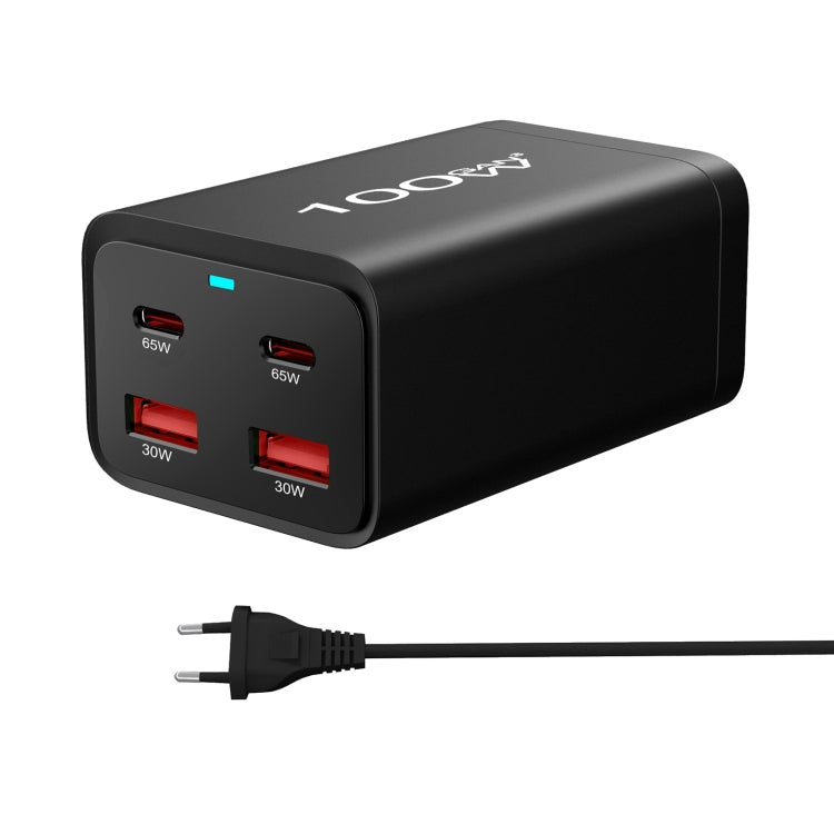 2A2C-100W GaN Pro 100W USB x 2, USB-C / Type-C x 2 Fast Charger, Plug Type:EU Plug(Black) - Multifunction Charger by buy2fix | Online Shopping UK | buy2fix
