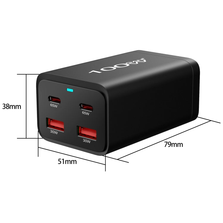 2A2C-100W GaN Pro 100W USB x 2, USB-C / Type-C x 2 Fast Charger, Plug Type:US Plug(Black) - Multifunction Charger by buy2fix | Online Shopping UK | buy2fix