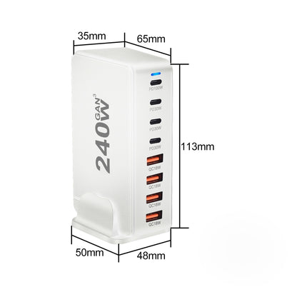 YMS-858 GaN 240W USB x 4, USB-C / Type-C x 4 Fast Charger, Plug Type:AU Plug(White) - Multifunction Charger by buy2fix | Online Shopping UK | buy2fix