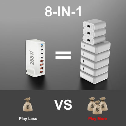 YMS-858 GaN 240W USB x 4, USB-C / Type-C x 4 Fast Charger, Plug Type:AU Plug(White) - Multifunction Charger by buy2fix | Online Shopping UK | buy2fix