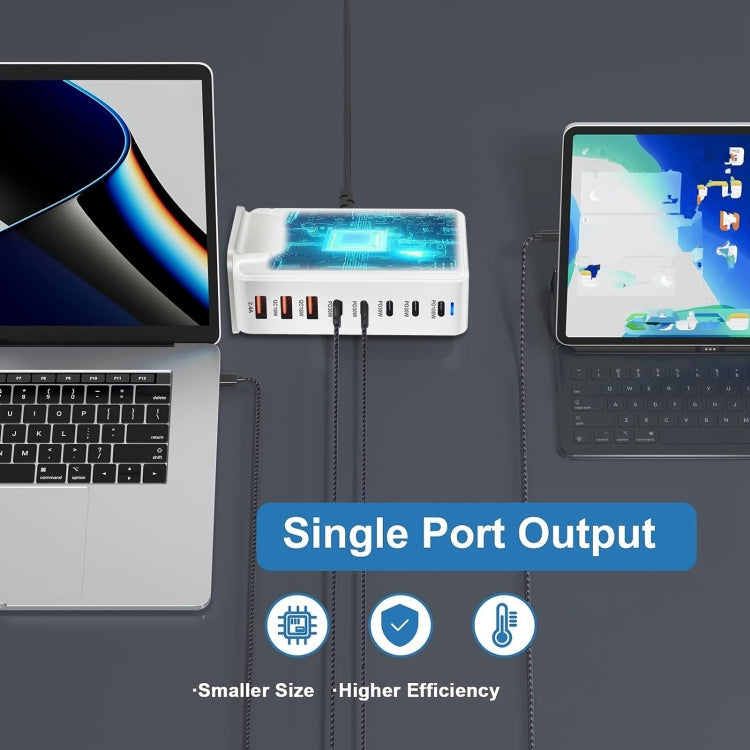 YMS-858 GaN 240W USB x 4, USB-C / Type-C x 4 Fast Charger, Plug Type:AU Plug(White) - Multifunction Charger by buy2fix | Online Shopping UK | buy2fix