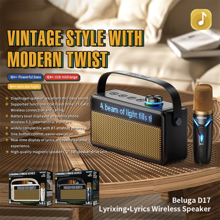 WEKOME Beluga 17 Lyrixing Lyrics Display Wireless Bluetooth Speaker(Black) - Desktop Speaker by WK | Online Shopping UK | buy2fix
