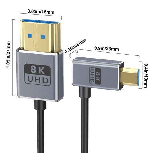 60cm Coaxial Micro HDMI to HDMI 8K UHD 48Gbps Video Connection Cable, Style:Left Elbow by buy2fix