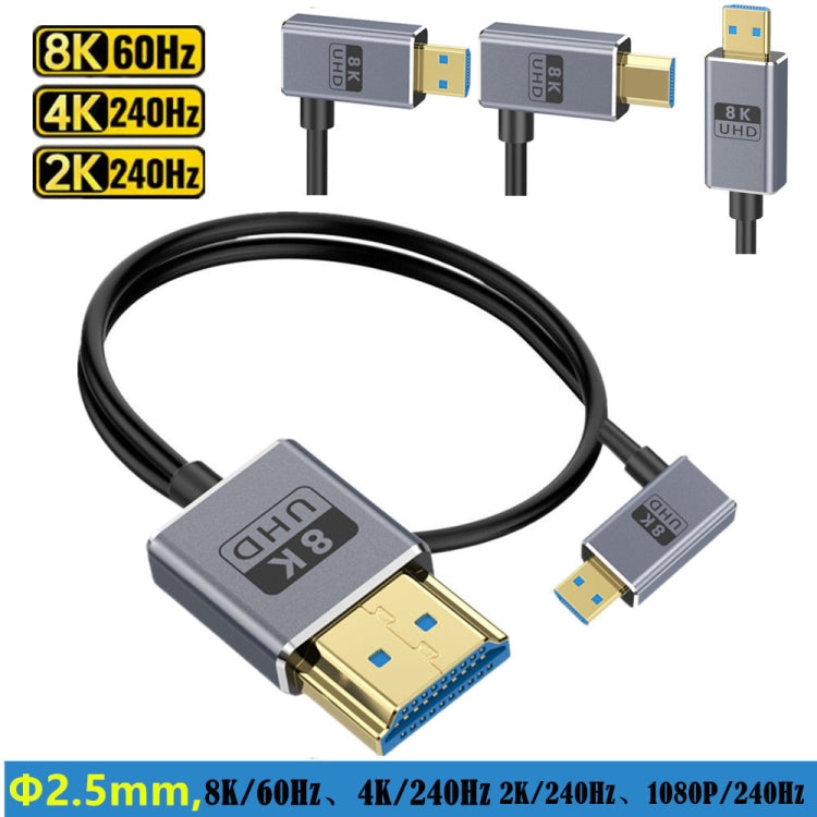 60cm Coaxial Micro HDMI to HDMI 8K UHD 48Gbps Video Connection Cable, Style:Left Elbow - Cable by buy2fix | Online Shopping UK | buy2fix