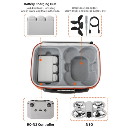 For DJI Neo Sunnylife Drone Batteries Kit Storage Case Box Suitcase(Orange) - Backpacks & Bags by Sunnylife | Online Shopping UK | buy2fix