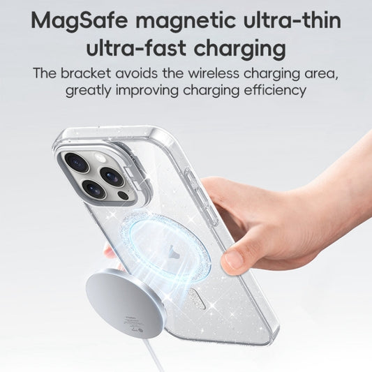 For iPhone 16 Pro Shiny Shield MagSafe Lens Holder Phone Case(Blue) by buy2fix