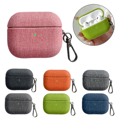 For AirPods Pro Fine Cloth Texture Earbuds Box PC Case with Hook(Green) - For AirPods Pro by buy2fix | Online Shopping UK | buy2fix