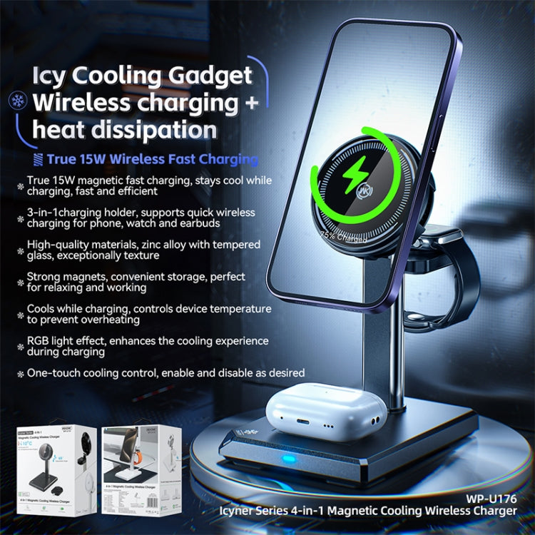 WK WP-U176 15W 4 in 1 Magnetic Cooling Wireless Charging Holder(White) - Wireless Charger by WK | Online Shopping UK | buy2fix