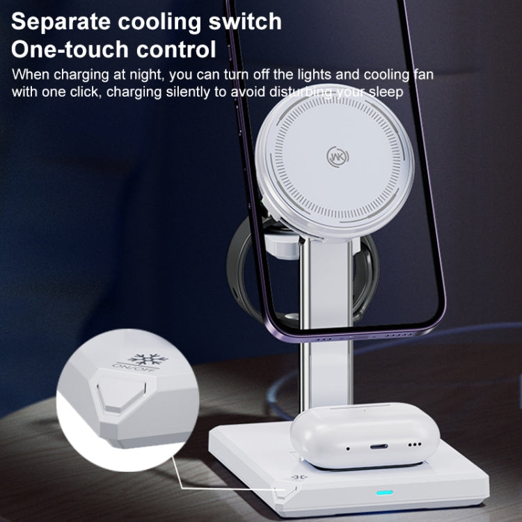 WK WP-U176 15W 4 in 1 Magnetic Cooling Wireless Charging Holder(White) - Wireless Charger by WK | Online Shopping UK | buy2fix