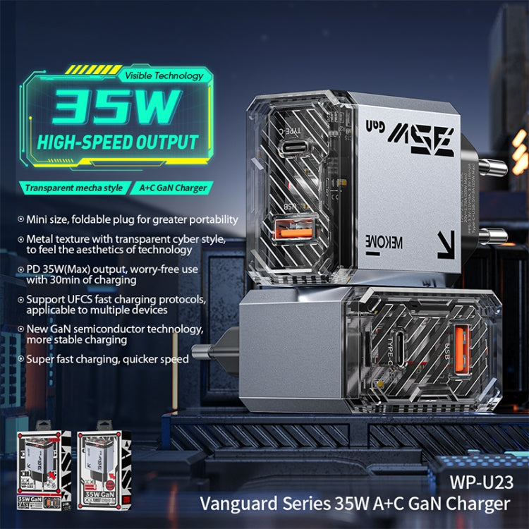 WK WP-U23 Pioneer Series 35W USB-C / Type-C, USB GaN Fast Charger, Plug Type:EU Plug(Tarnish) - USB Charger by WK | Online Shopping UK | buy2fix