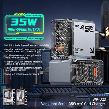 WK WP-U23 Pioneer Series 35W USB-C / Type-C, USB GaN Fast Charger, Plug Type:EU Plug(Tarnish) - USB Charger by WK | Online Shopping UK | buy2fix