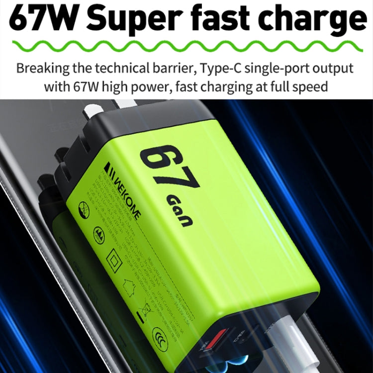 WK WP-U157 67W USB-C / Type-Cx2, USB GaN Fast Charger, Plug Type:EU Plug(Yellow) - USB Charger by WK | Online Shopping UK | buy2fix