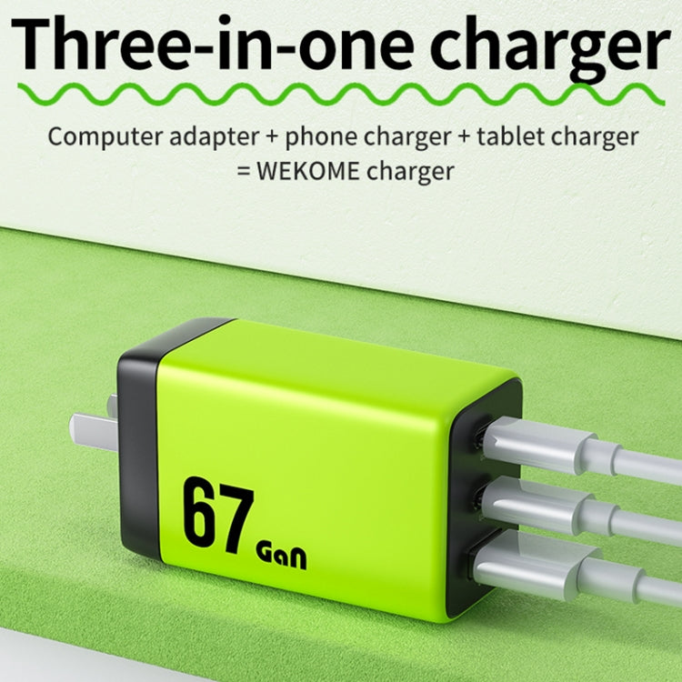 WK WP-U157 67W USB-C / Type-Cx2, USB GaN Fast Charger, Plug Type:EU Plug(Yellow) - USB Charger by WK | Online Shopping UK | buy2fix