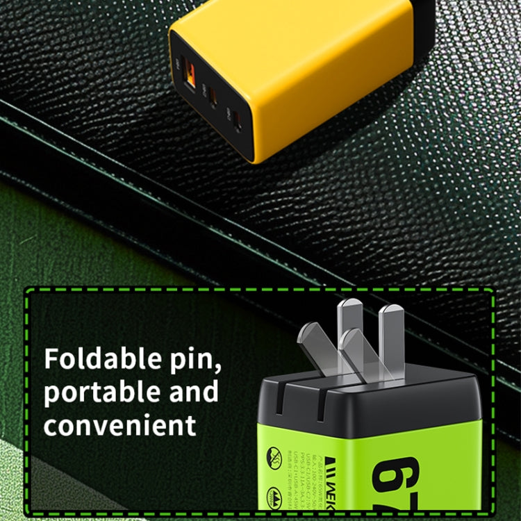 WK WP-U157 67W USB-C / Type-Cx2, USB GaN Fast Charger, Plug Type:EU Plug(Green) - USB Charger by WK | Online Shopping UK | buy2fix