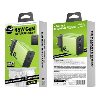 WK WP-U33 45W USB-C / Type-Cx2 GaN Fast Charger, Plug Type:EU Plug(Green) - USB Charger by WK | Online Shopping UK | buy2fix