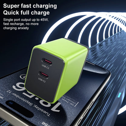 WK WP-U33 45W USB-C / Type-Cx2 GaN Fast Charger, Plug Type:EU Plug(Yellow) - USB Charger by WK | Online Shopping UK | buy2fix