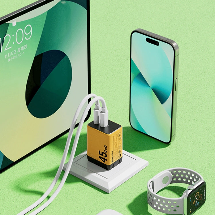 WK WP-U33 45W USB-C / Type-Cx2 GaN Fast Charger, Plug Type:UK Plug(Green) - USB Charger by WK | Online Shopping UK | buy2fix