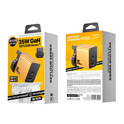 WK WP-U36 35W USB-C / Type-C, USB GaN Fast Charger, Plug Type:UK Plug(Yellow) - USB Charger by WK | Online Shopping UK | buy2fix